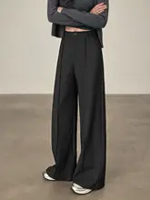 小柄女性向け ダークグレー ウール製 ハイウエストワイドパンツ【秋用・極上の柔らかさ・フィット】