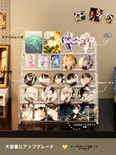 アクリル製 デスクトップ階段式展示スタンド【カード用・収納ボックス・マルチカラー】