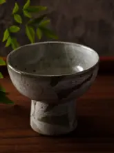 CoolBanana 手作り粉引陶器製 高足フルーツプレート【アイスクリームボウル・インテリア風】