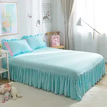 シンプルな水洗いコットン無地ベッドスカート【全棉・滑り止め・防塵】