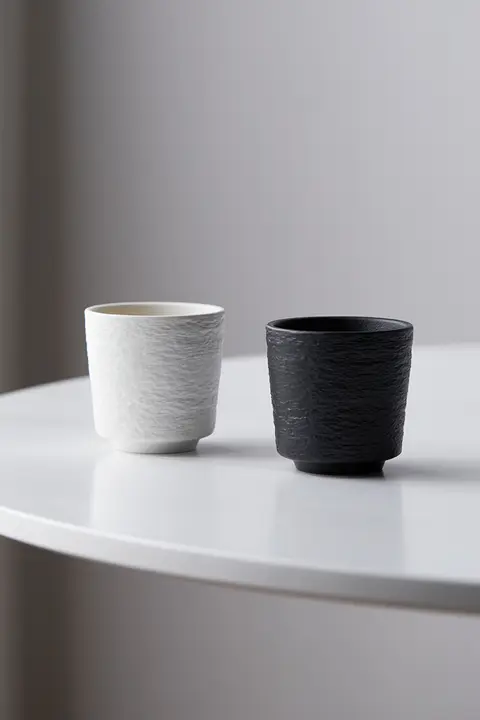 茶碗 一杯 お茶を楽しむ 陶器 白黒岩模様 功夫茶に最適