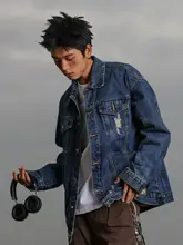 デニムジャケット 男性 カジュアルシーン ヴィンテージデザイン ゆったりした 洗い加工