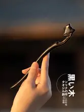 高級感ある黒檀製ヘアピン【古風・狐デザイン・ビジネスシーン対応】