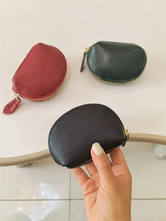 ファッション ミニコインポーチ【真皮製・ジッパー付き・シンプルデザイン・短財布】