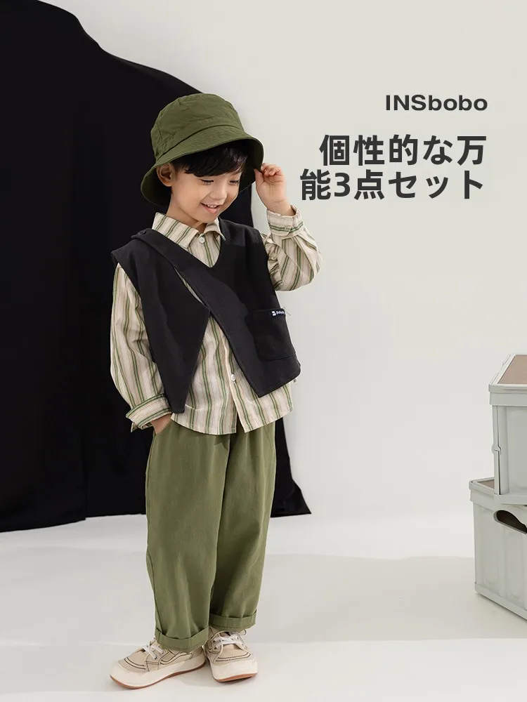 春日の子供向けカジュアル衣類：INSboboの男の子用セットアップが提供する実用性と機能性