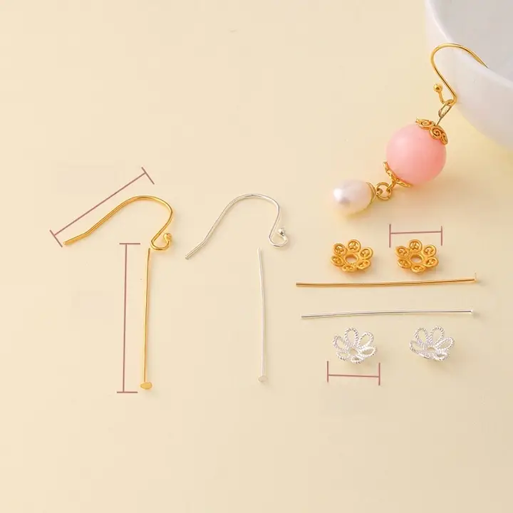925シルバー製イヤーフック DIY材料キット【ハンドメイド・高級イヤリング・パーツ付き】