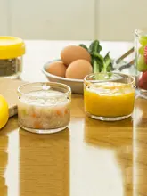 ガラス製赤ちゃん用離乳食ボックス【蒸し調理可能・目盛り付き・コンパートメント・密封保存】