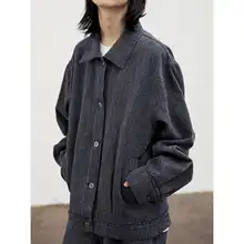 ヴィンテージ風ブルーヘムデザインデニムジャケット【色褪せないウオッシュド加工】