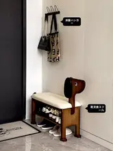 かわいい犬の木製シューズベンチ【玄関用・収納付き】