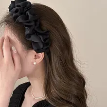 ブラック広幅プリーツヘアバンド【上品さと日常使いに最適】