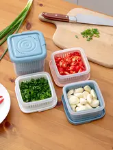 ネギ、生姜、にんにく用保存容器【冷蔵庫用・フルーツ＆野菜収納・水切り機能付き・密閉蓋】