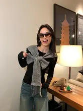 ショール レディース ニット 透かし編み 蝶結び シンプル きれいめ 羽織り カジュアル 「pusumede」