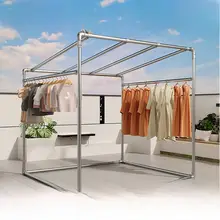 頑丈な厚手のスチールパイプ作りの物干し架【雨よけ・日差し対策・斜め棚・屋外植物用】