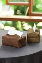 手作り布製 柿染めティッシュボックス【車載・家庭用・ヴィンテージスタイル】