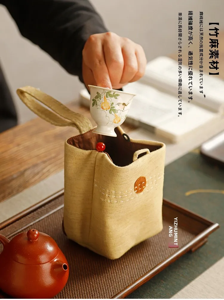 麻混合素材の手提げカップバッグ：旅行小物としての収納効率と耐久性の実証