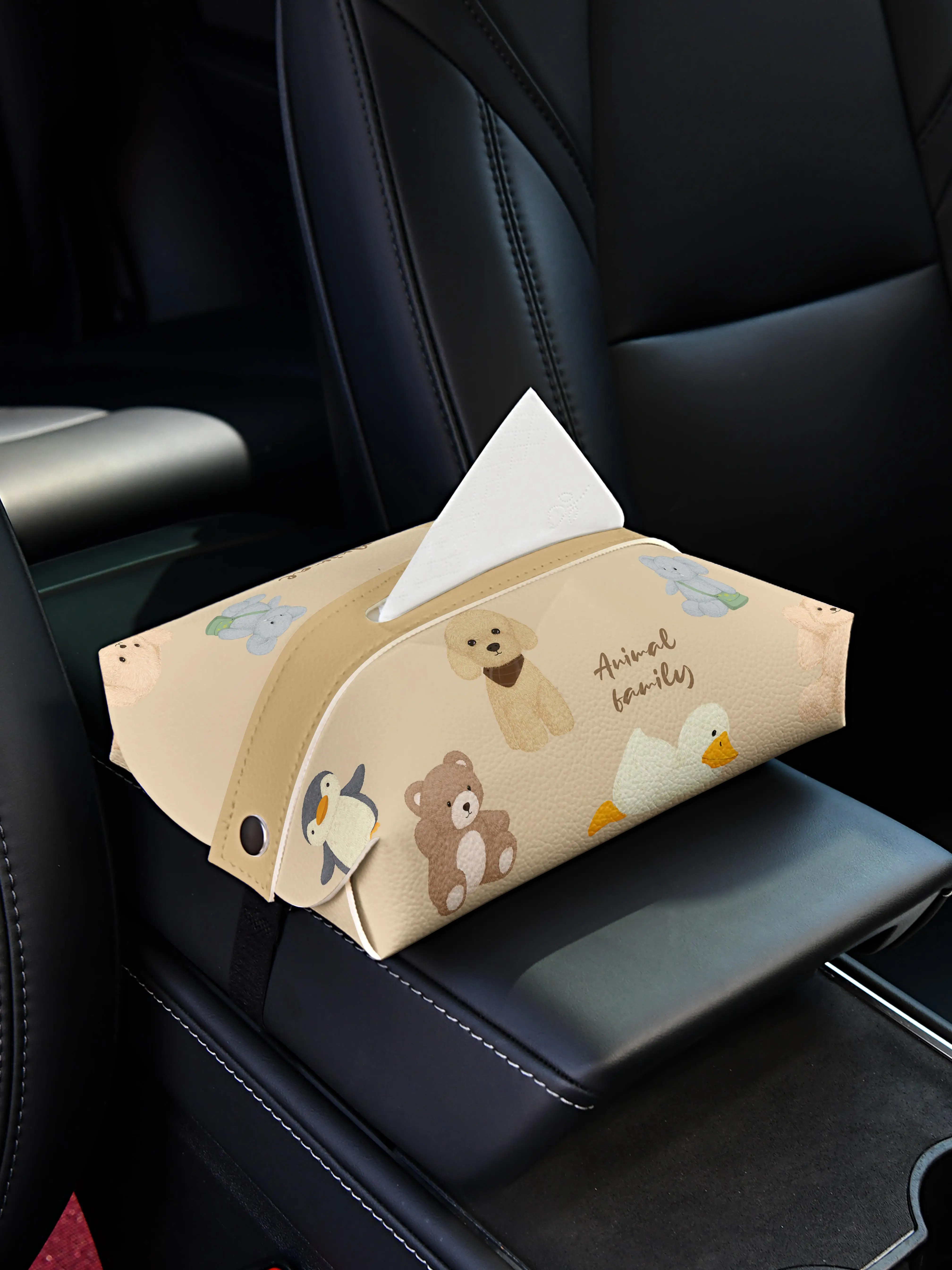 動物デザイン 車載ティッシュボックス：便利グッズランキングで評価される多機能レザー製品