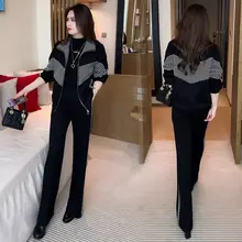 冬用 加厚フリースセットアップ レディース【スタイリッシュ・スリムフィット・ジャケットとワイドパンツの2点セット】