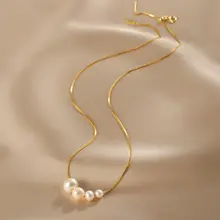 シンプルな天然真珠ペンダントネックレス【S925シルバー・デコルテチェーン・女性用】