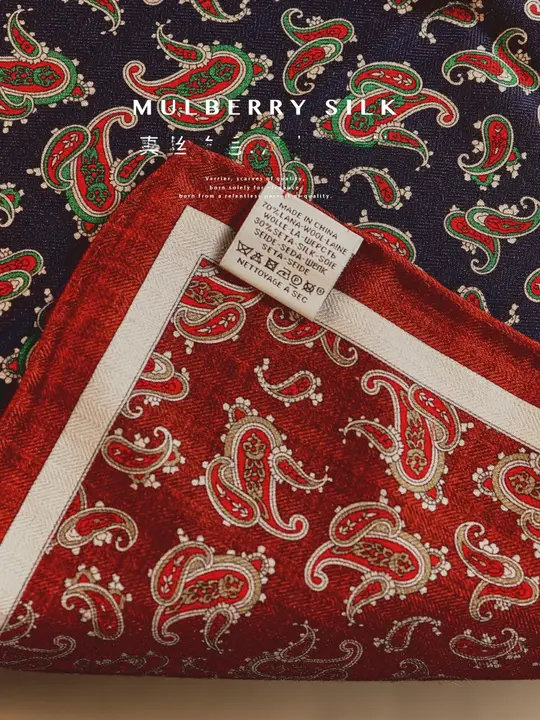 ペイズリー柄シルクウールスカーフ【リバーシブル・上質感・首元アクセサリー】