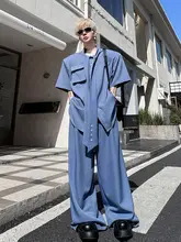 高級感溢れるデザイン！短袖シャツ【立体感のあるネクタイデザイン】とワイドパンツ（セットアップ対応）