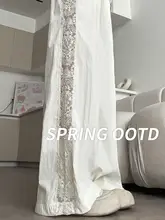 レースワイドパンツ【夏用・高腰・フィット・新中式風・アイスシルク】