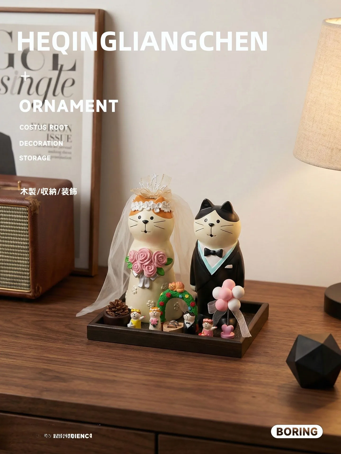 結婚式用猫の飾り人形：エレガントな香薰トレイ付き贈り物の選び方