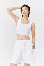 肩パッド付き 前開き ブラトップ【魔女テープ・角肩デザイン・二次元コスプレ対応】