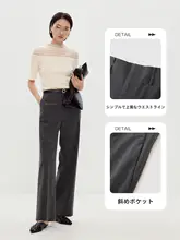 深灰色のワイドレッグスラックス【ストレート・カジュアルスタイル・女性用】