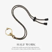 キーホルダー ネックストラップ 7芯パラコード 純銅 キーリング 長さ調節可能 首下げ ユニセックス 「HALF WORK」