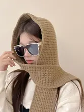 秋冬用フード付きスカーフ帽子一体型防寒バイザー【暖かい・高級感・風防止・ネックガード付き】
