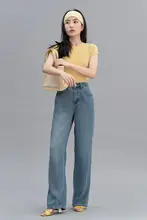 ヴィンテージ刺繍ポケット デニムパンツ【フランス風・ドレープ感】