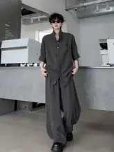 立襟デザインの半袖シャツとカジュアルパンツ【シンプルでおしゃれなコーディネート・セットアップ対応】