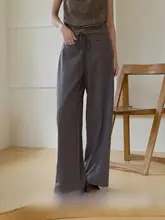 感のあるストレートワイドパンツ【夏用・ロング丈】