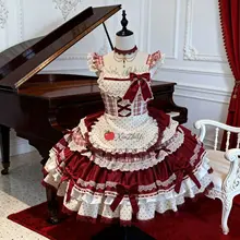 かわいいストロベリーハートJSK ロリータドレス【ストロベリーケーキ風・ふんわりプリンセス】（セットアップ対応）