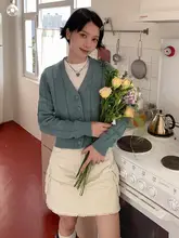 薄手のチェック柄長袖カーディガン【Vネック・小さめサイズ】