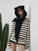 くま耳フード付きウールスカーフ【暖かい・輸入ウール・立体裁断・男女兼用】