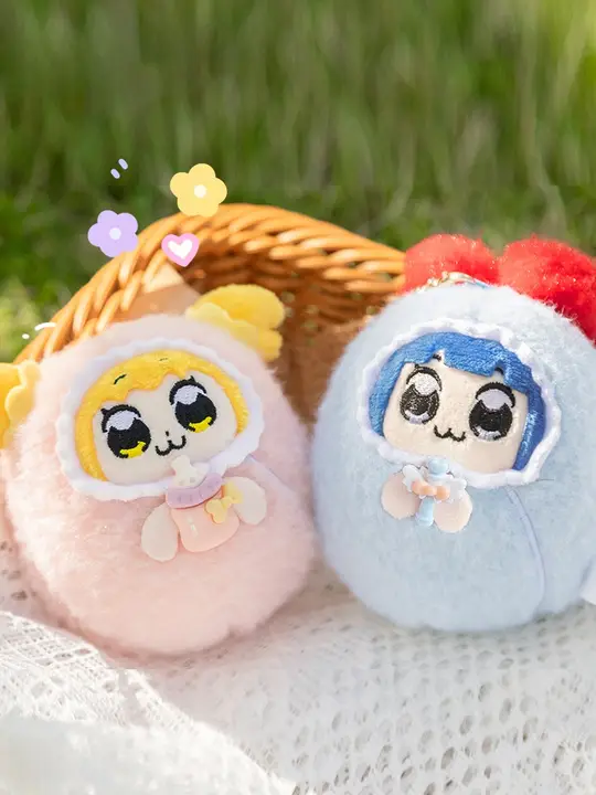 ポップ子とピピの日常！可愛い毛糸ボール付きカートゥーンキーホルダー