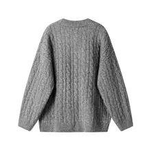 レトログレーの刺繍入りカーディガン【秋冬用・極上の柔らかさ・スリムフィット】（セットアップ対応）