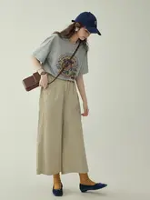 AMUU クマプリント丸首ルーズフィットTシャツ【レディース・夏用・カジュアル】