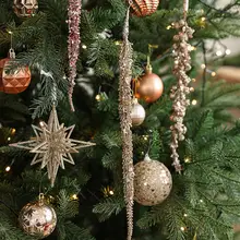 華やかな金色の果実付き流れ飾り【クリスマスツリー用・藤製】