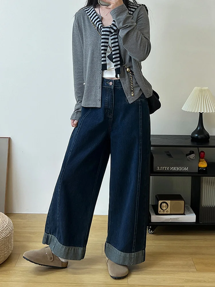 テーパードデニムのスタイルと機能：ワイドレッグデニムパンツの実用性と適用シーン