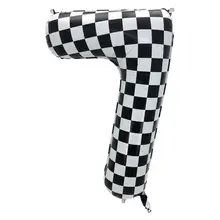 40インチ 大型 黒白チェック 数字 アルミ風船 レーシングテーマ誕生日パーティー装飾