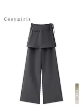 グレーのワイドレッグパンツ【デザイン性・ハイウエスト・フィット】
