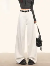 デニムパンツ レディース ワイド ストレート ハイウエスト 撥水 防汚 加工 オフホワイト 秋 「it:CHOCOOLATE」