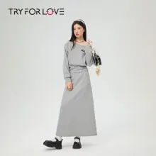 斜め肩デザインのレディーススウェットシャツ【カジュアル】（セットアップ対応）