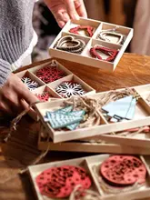クリスマスツリー用天然木製オーナメント【DIY装飾・精巧な吊り下げタイプ】