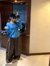 感あふれるヴィンテージ風ワイドレッグパンツ【女性用・ルーズフィット・カジュアル】