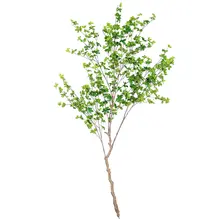 吊り鐘風デザインのリアルなグリーン植物【マツバギクの偽物の枝・インテリア装飾用】
