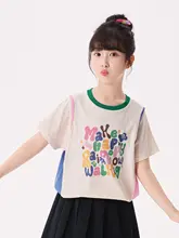 綿100%の子供用Tシャツ【ロゴプリント・短袖・爽やかで通気性】