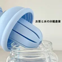 高耐熱高硼硅ガラス製 吸管付き女性用ウォーターカップ【人気デザイン・カバー付き・持ち運び便利】